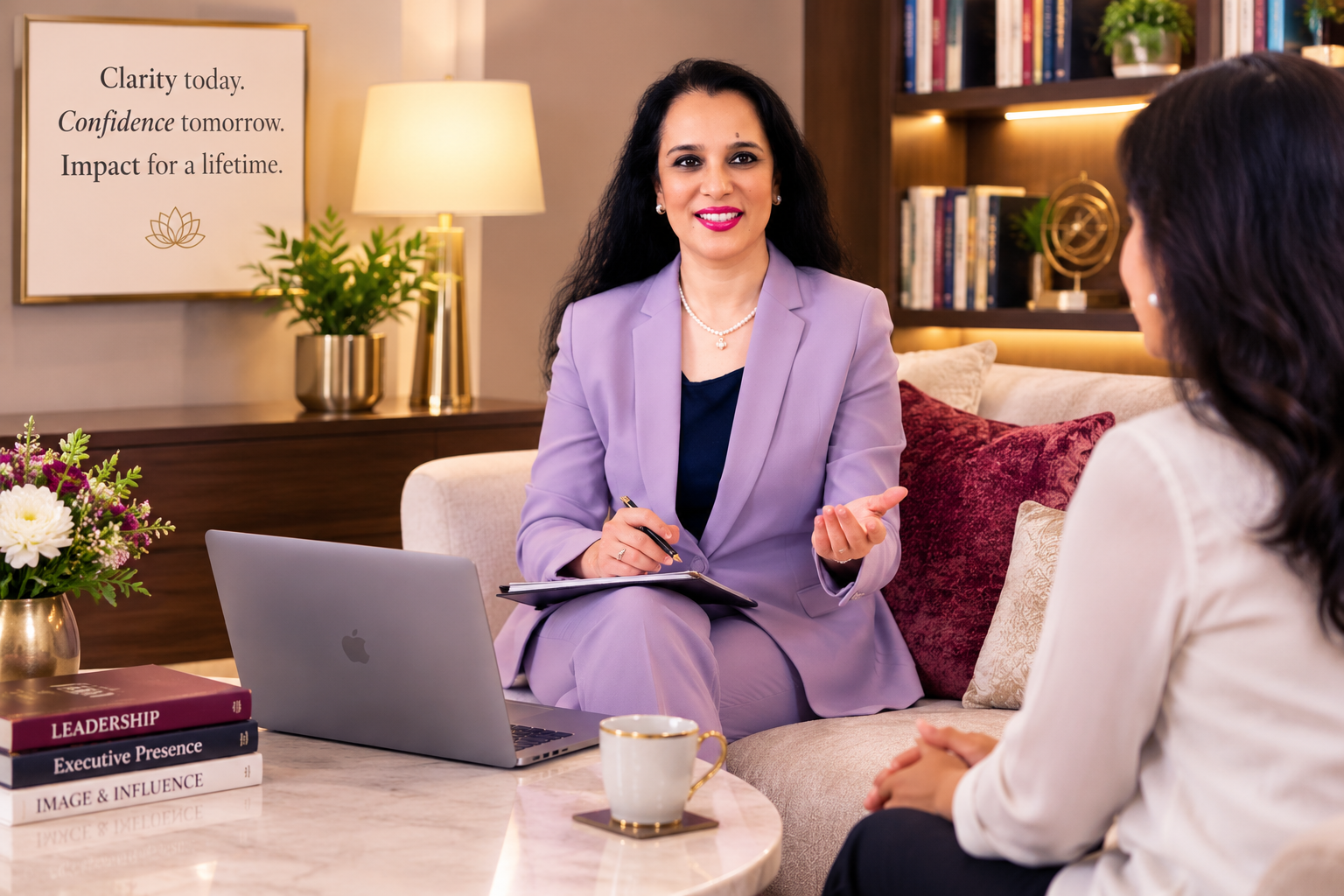 Kavita Singhal consulting a client in a personal style session at Personal Style Clinic